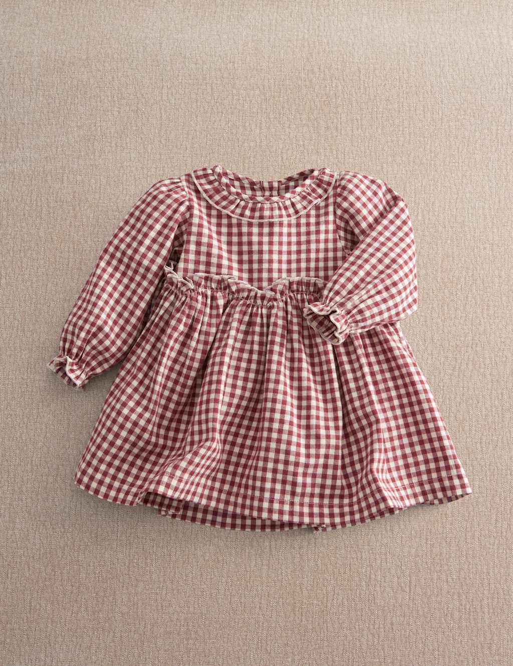 Mamas & Papas Girls Pure Cotton Gingham Dress (0-24 Months) - 6-9 Months - Red - Available at M&S