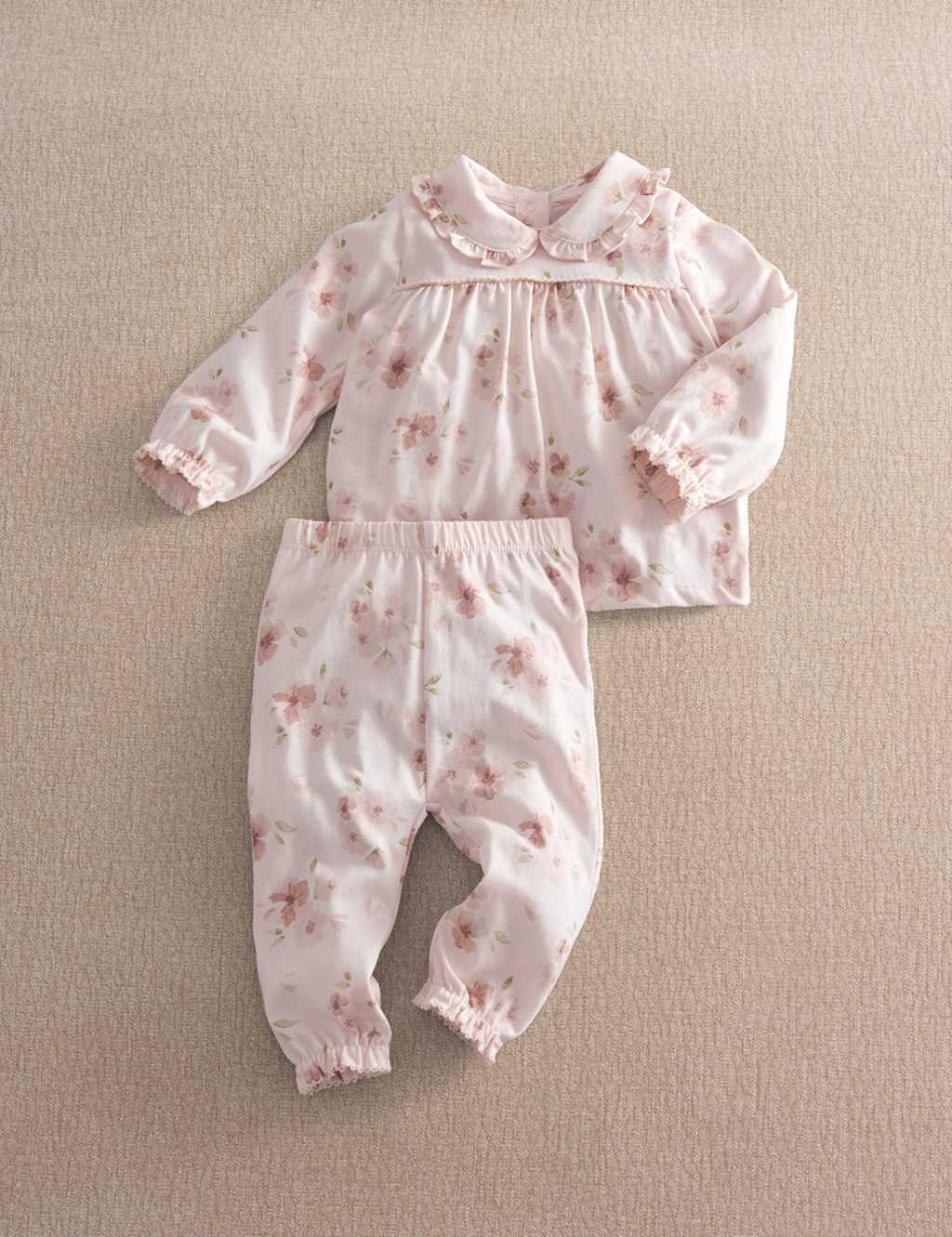 Mamas & Papas Girls Jersey Watercolour Floral Pyjamas (3-36 Mths) - 18-24 Months - Multi - Available at M&S