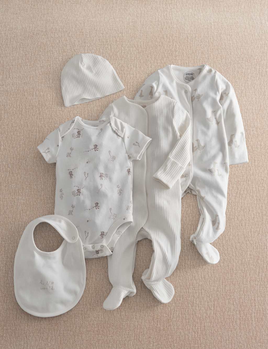 Mamas & Papas Kids 5 Piece Cotton Rich Duck Starter Set (0-6 Mths) - Newborn - 1 Months - Grey - Available at M&S