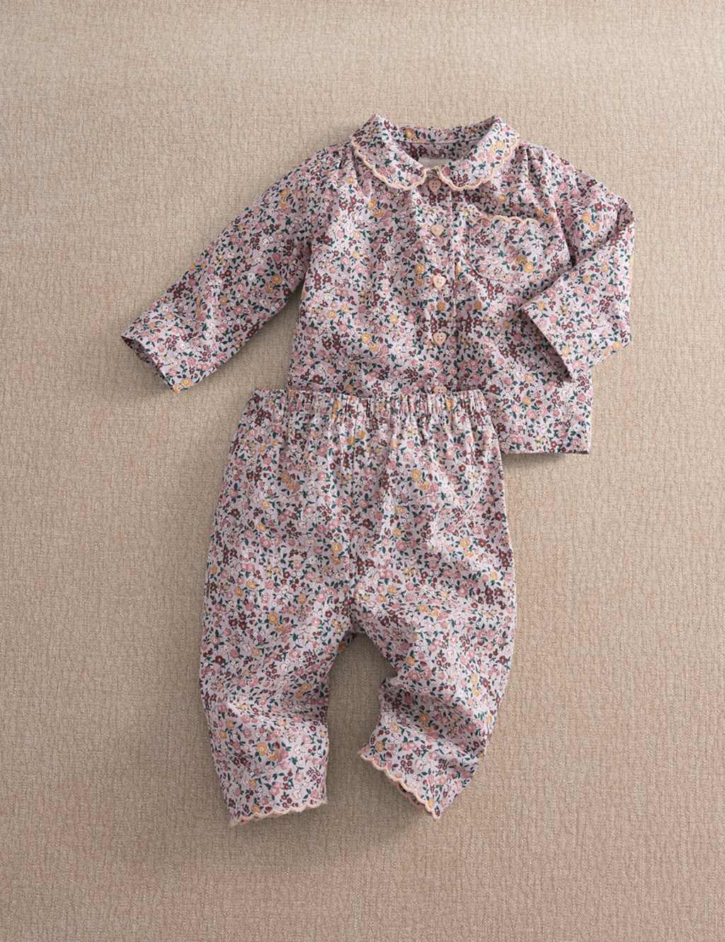 Mamas & Papas Girls Pure Cotton Vintage Floral Woven Pyjamas (3-36 Mths) - 12-18 Months - Multi - Available at M&S