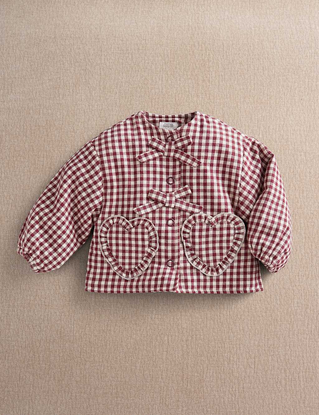 Mamas & Papas Girls Pure Cotton Gingham Padded Jacket (3 Mths-3 Yrs) - 3-6 Months - Red - Available at M&S