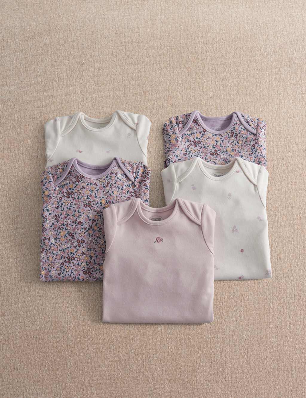 Mamas & Papas Girls 5 Pack Pure Cotton Vintage Floral Bodysuits (0-24 Mths) - 0-3 Months - Multi - Available at M&S
