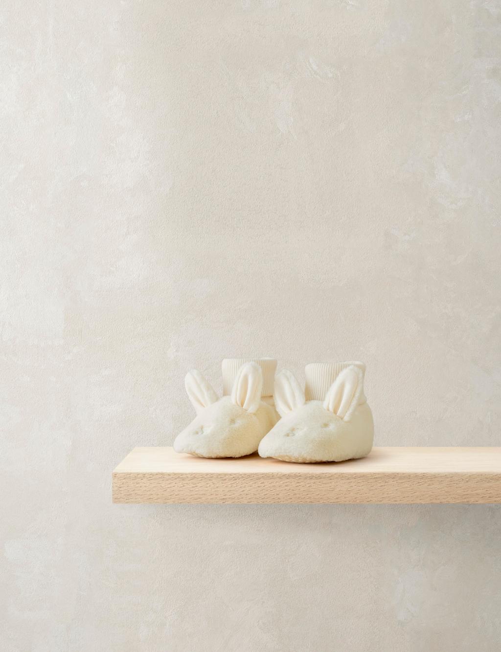 Mamas & Papas Baby Faux Fur Bunny Slippers - Medium - Pink - Available at M&S