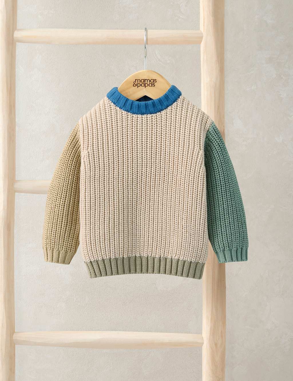 Mamas & Papas Boys Pure Cotton Colour Block Knitted Jumper (0-36 Mths) - 18-24 Months - Multi - Available at M&S