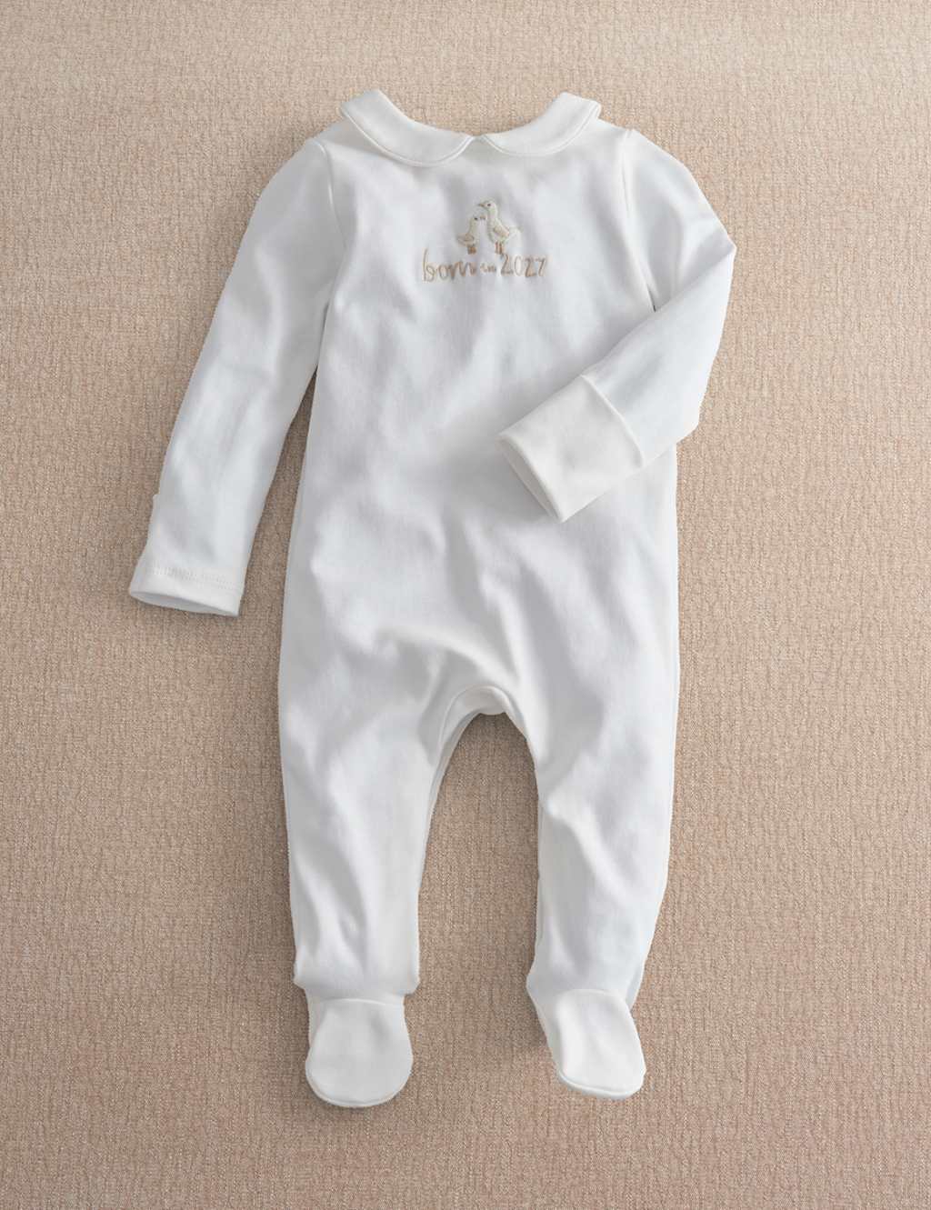Mamas & Papas Kids Pure Cotton Born in 2027 Sleepsuit (0-6 Mths) - Tiny - White - Available at M&S