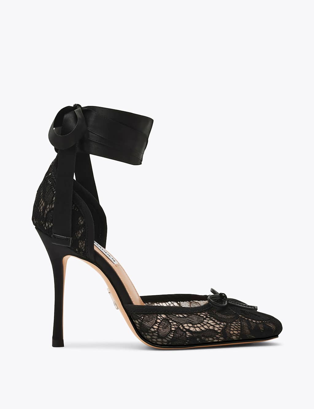 Steve Madden Larina Lace Ankle Strap Stiletto Heels Black