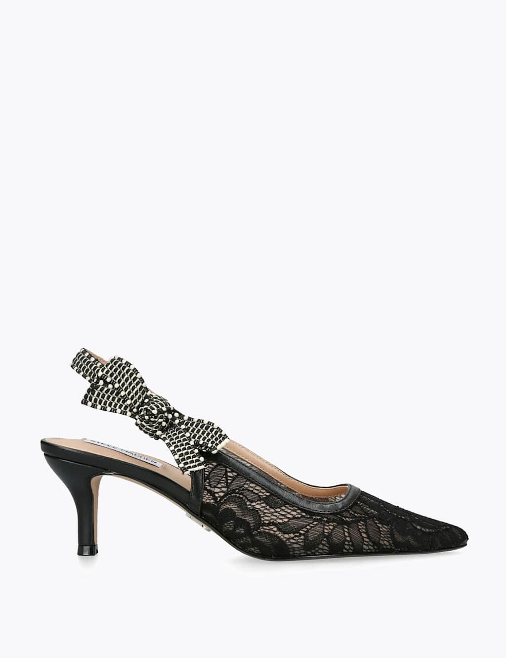 Steve Madden Women's Ensemble Lace Slingback Pointed Toe Heels - 8 - Black - Available at M&S