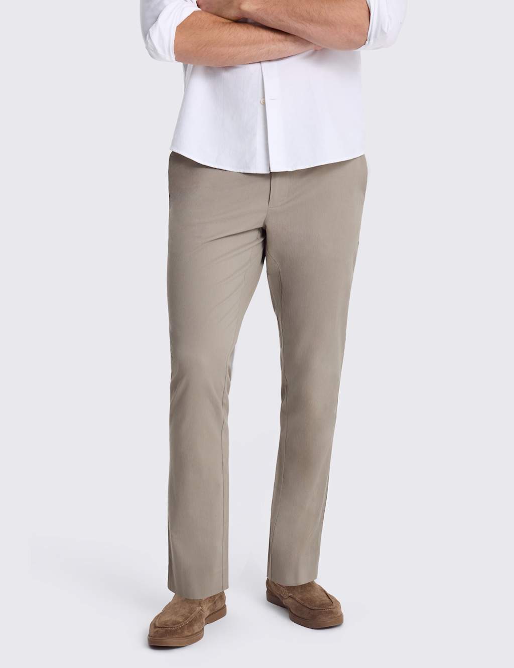 Moss Men's Slim Fit Cotton Rich Stretch Chinos - 32 - Taupe - Available at M&S