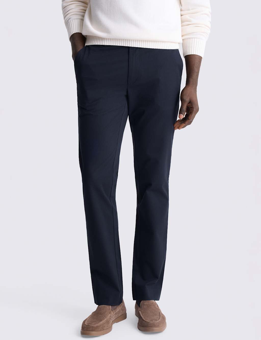 Moss Men's Slim Fit Cotton Rich Stretch Chinos - 34 - Navy - Available at M&S