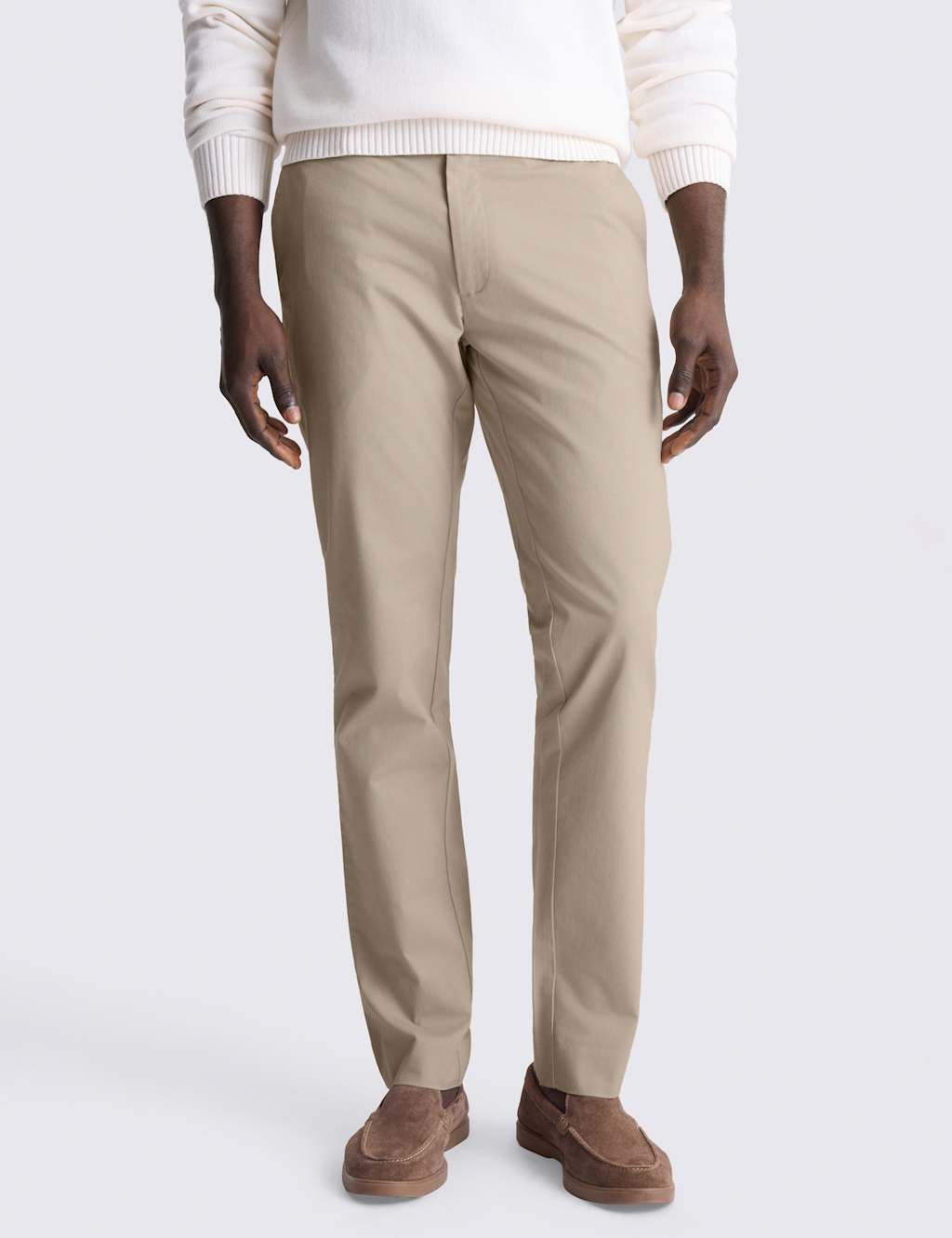 Moss Men's Slim Fit Cotton Rich Stretch Chinos - 34 - Stone - Available at M&S