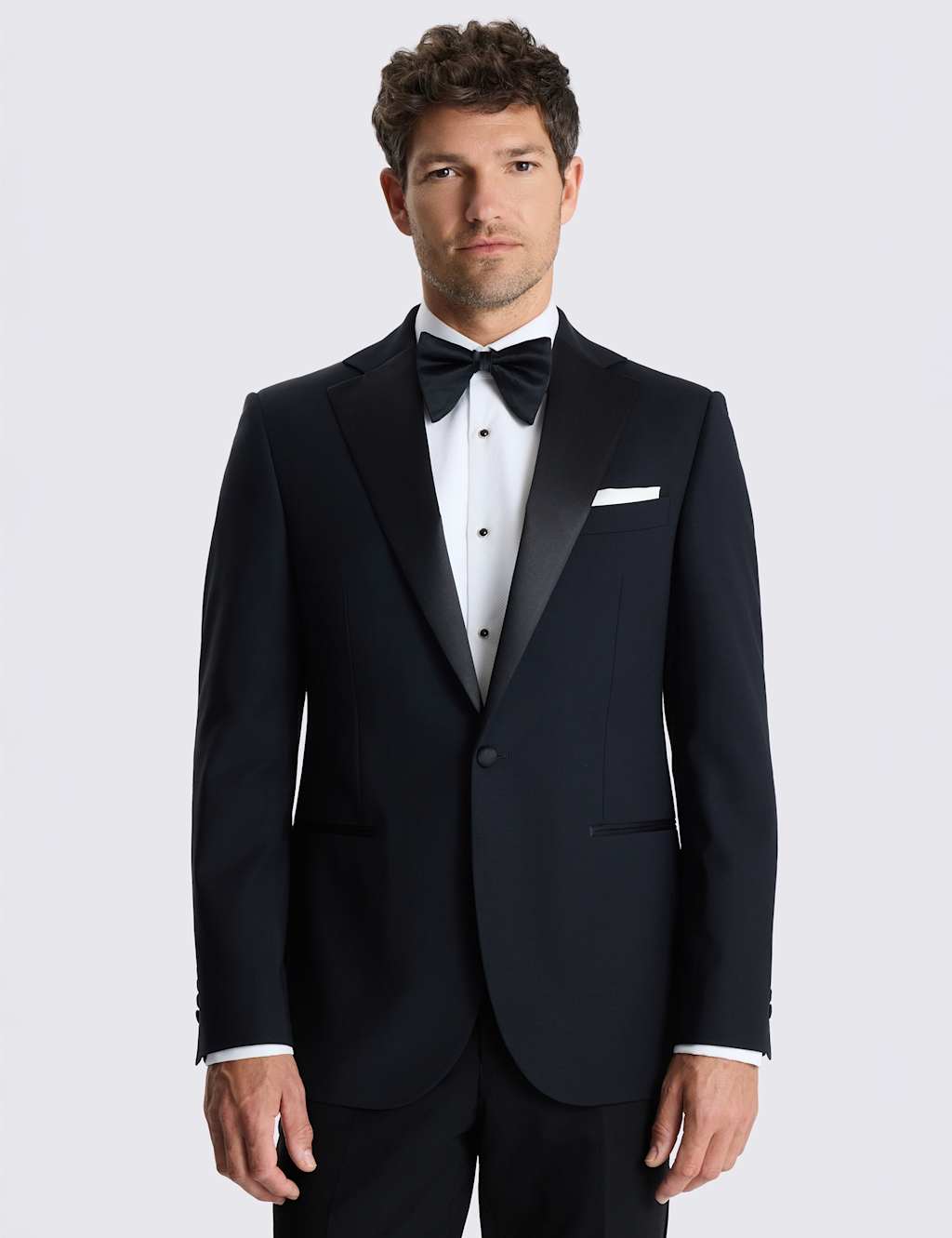 Moss Men's Tailored Fit Wool Rich Stretch Tuxedo Jacket - 36 - Black - Available at M&S