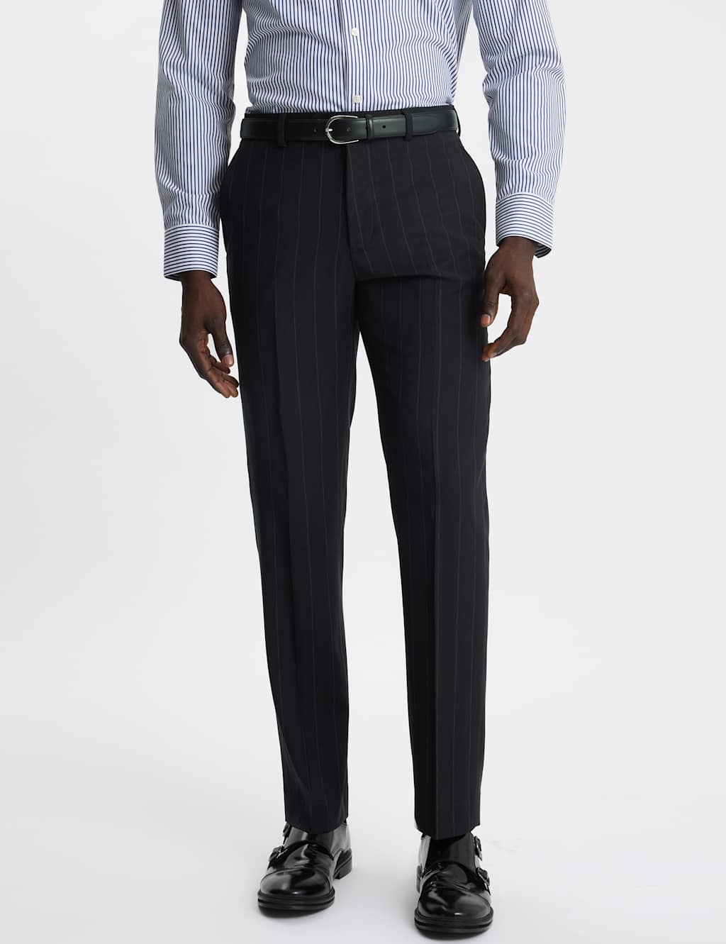Moss Men's Tailored Fit Pinstripe Suit Trousers - 30 - Navy Mix - Available at M&S