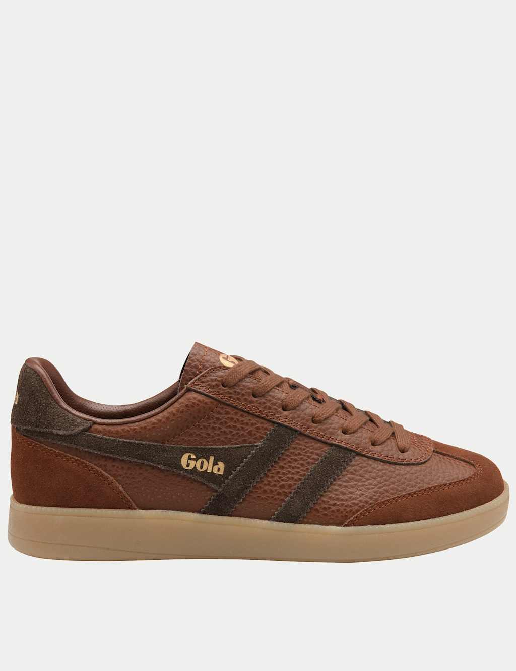 Gola Men's Leather Lace Up Trainers - 8 - Brown Mix - Available at M&S