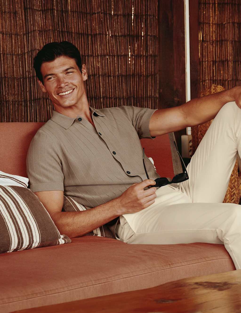 Charles Tyrwhitt Men's Pure Cotton Textured Knitted Polo Shirt - 2XL - Taupe - Available at M&S