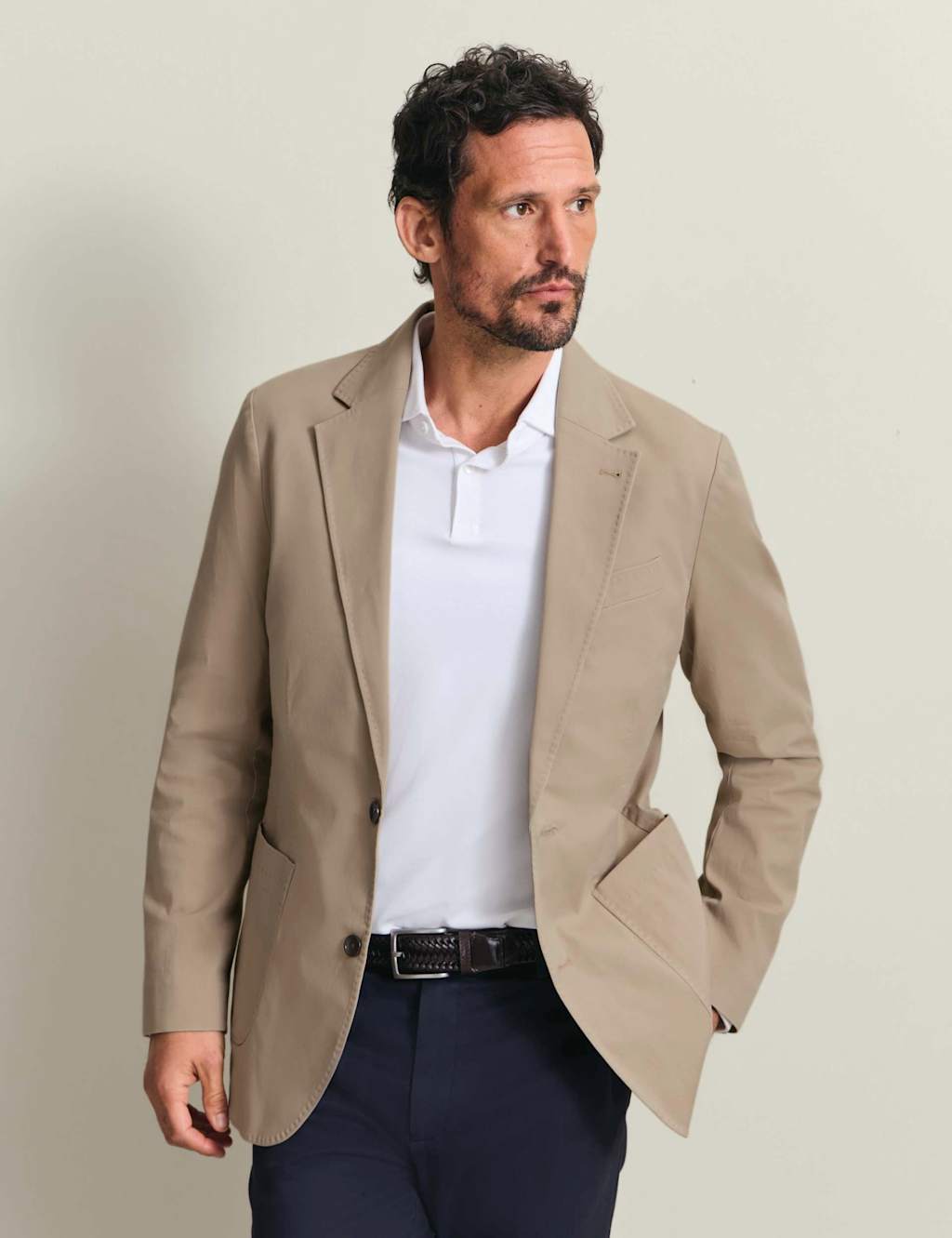 Charles Tyrwhitt Men's Slim Fit Cotton Rich Stretch Blazer - 38 - Taupe - Available at M&S