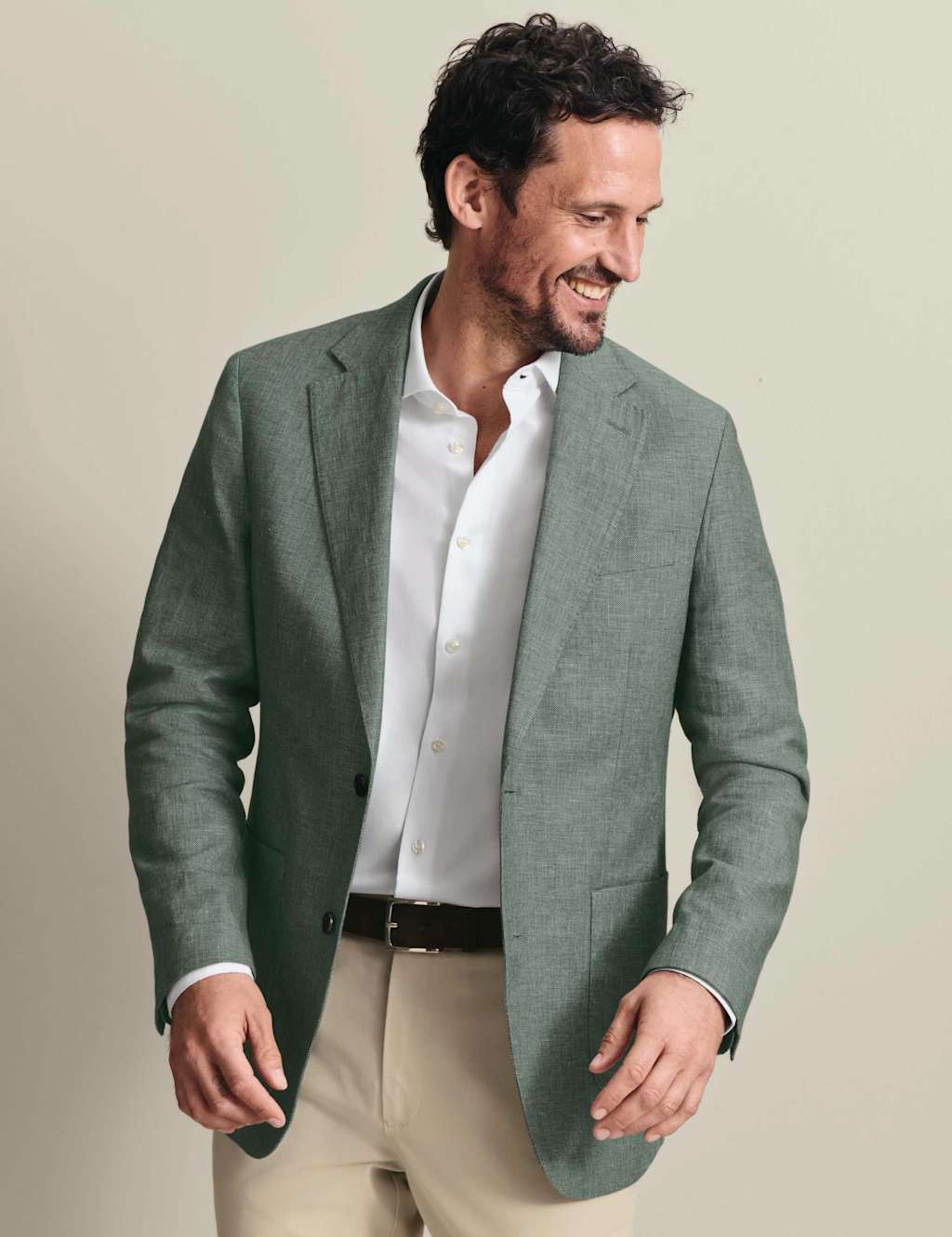 Charles Tyrwhitt Men's Slim Fit Linen Cotton Blend Suit Jacket - 44 - Green - Available at M&S