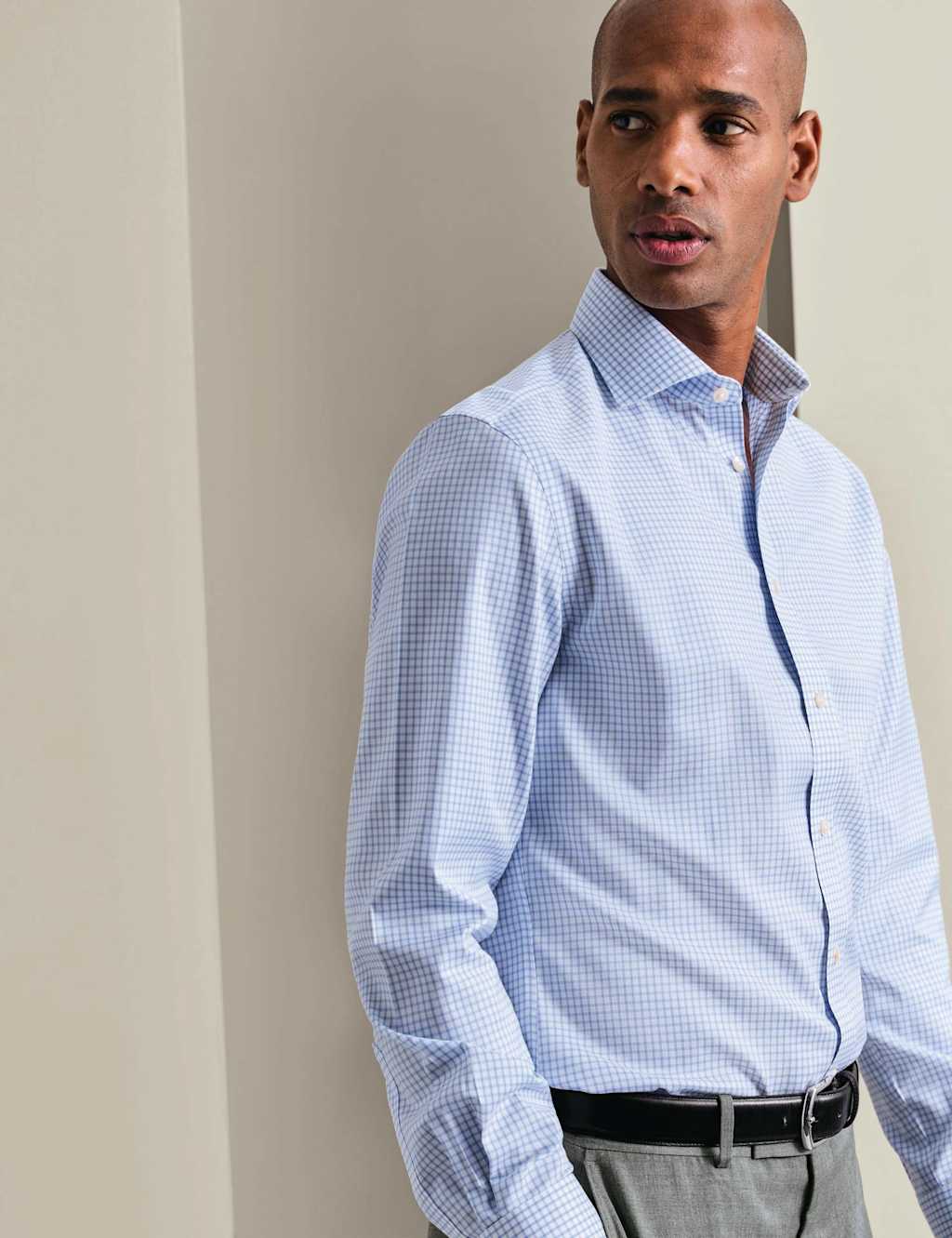 Charles Tyrwhitt Men's Slim Fit Non Iron Pure Cotton Check Shirt - 16½/34in - Blue Mix - Available at M&S