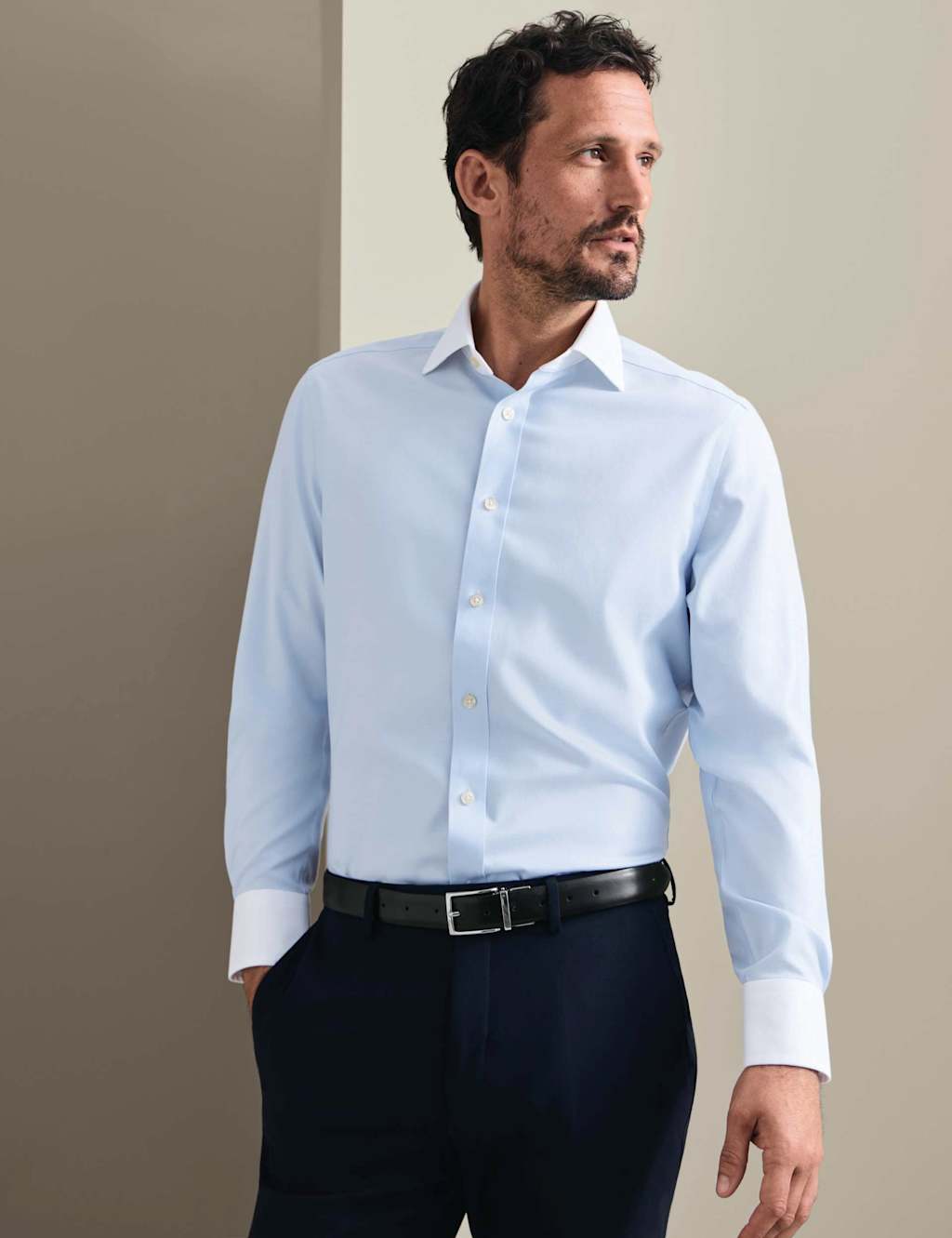 Charles Tyrwhitt Men's Slim Fit Non Iron Pure Cotton Shirt - 16½/34in - Light Blue - Available at M&S