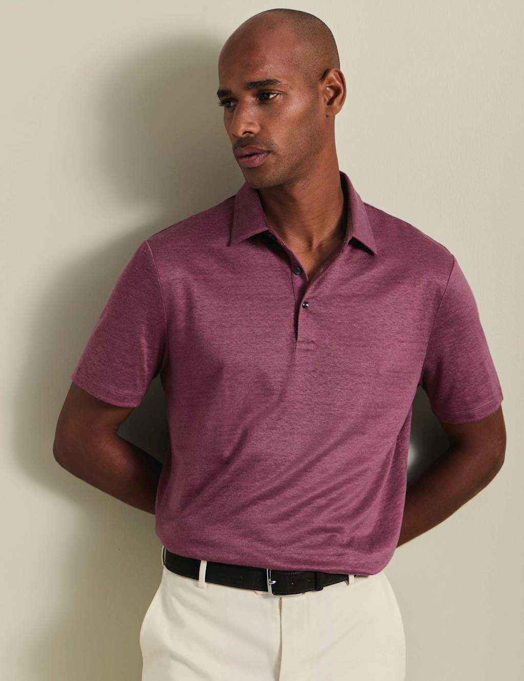 Charles Tyrwhitt Men's Pure Linen Polo Shirt - XS - Dark Pink - Available at M&S