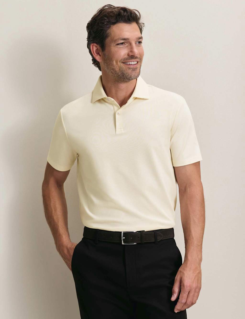 Charles Tyrwhitt Men's Cotton Rich Pique Polo Shirt - 2XL - Cream - Available at M&S