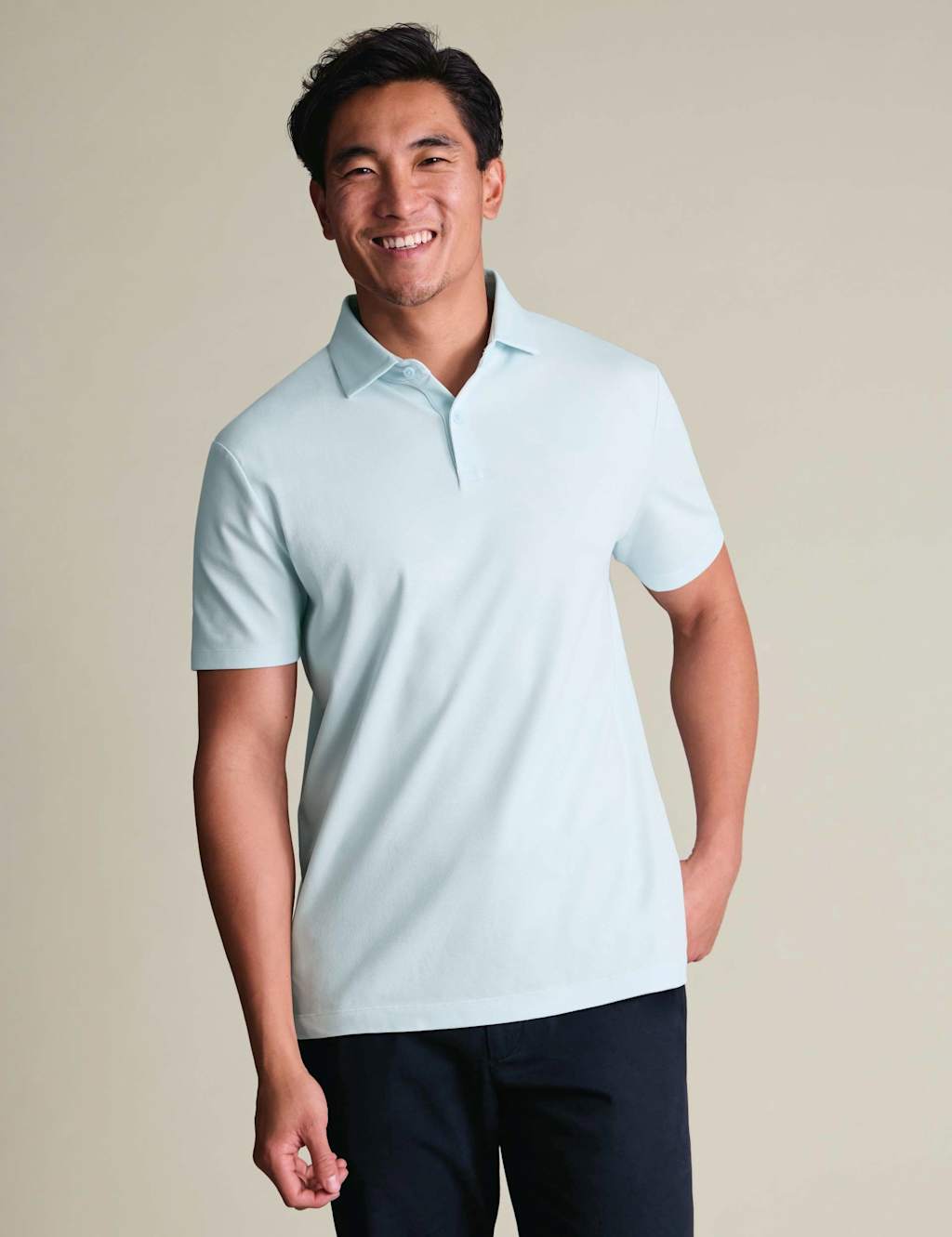 Charles Tyrwhitt Men's Cotton Rich Pique Polo Shirt - XL - Pale Blue - Available at M&S