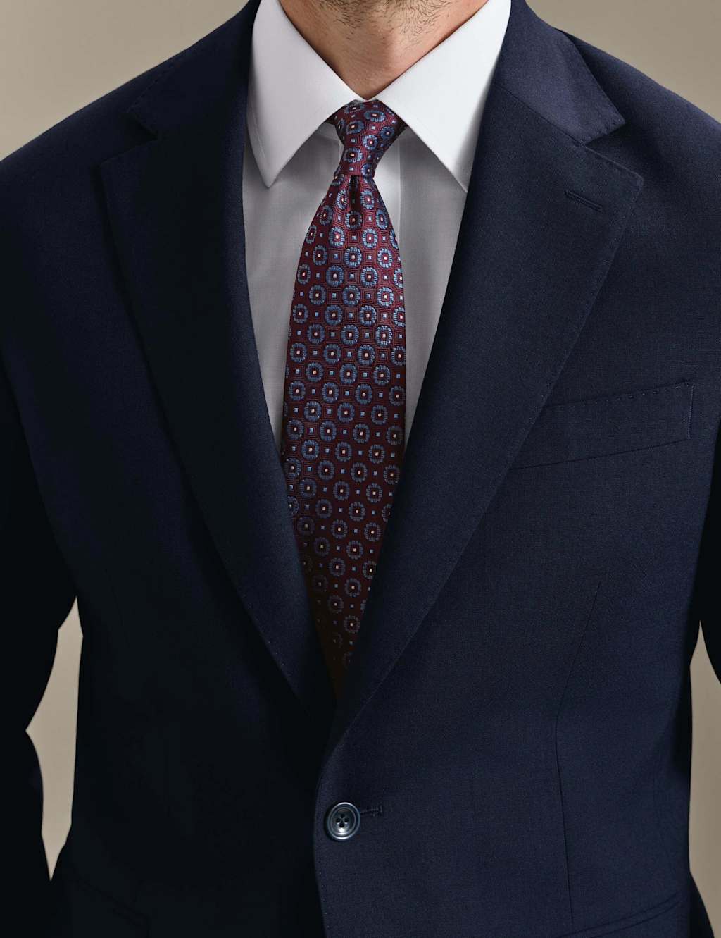 Charles Tyrwhitt Men's Geometric Pure Silk Tie - Burgundy Mix - Available at M&S