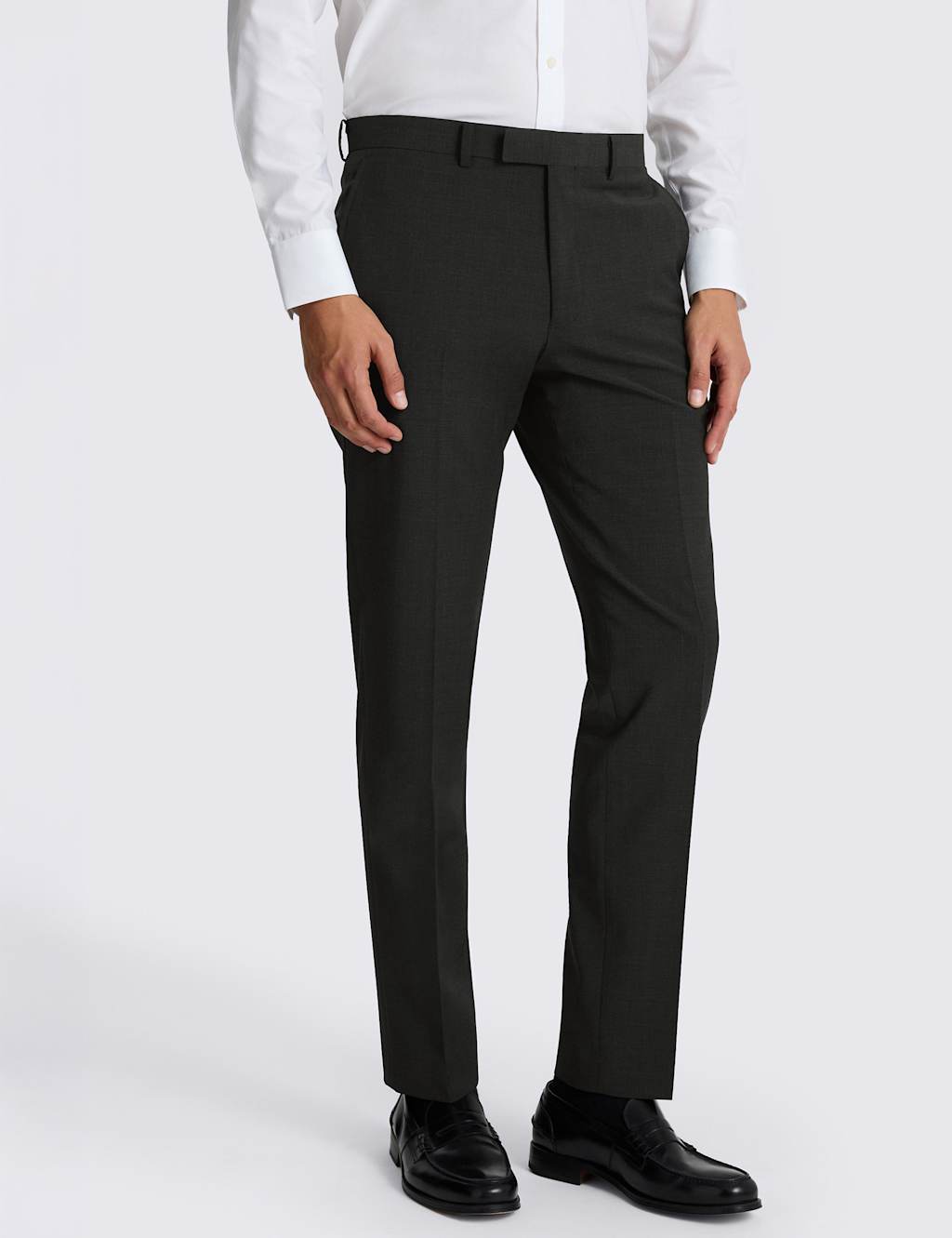 Moss Men's Tailored Fit Wool Rich Performance Suit Trousers - 36 - Charcoal - Available at M&S