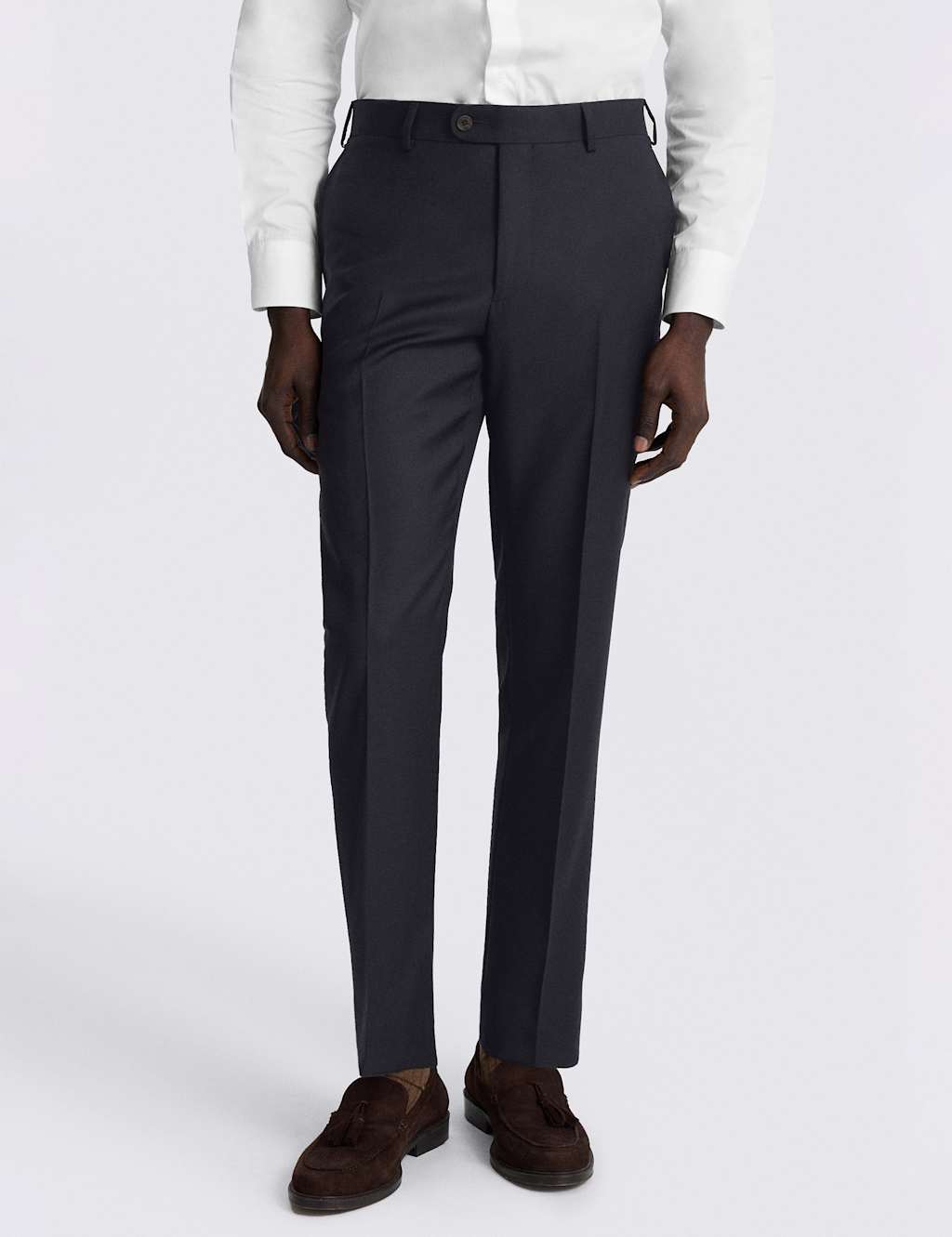 Moss Men's Tailored Fit Pure Wool Twill Suit Trousers - 42 - Navy - Available at M&S