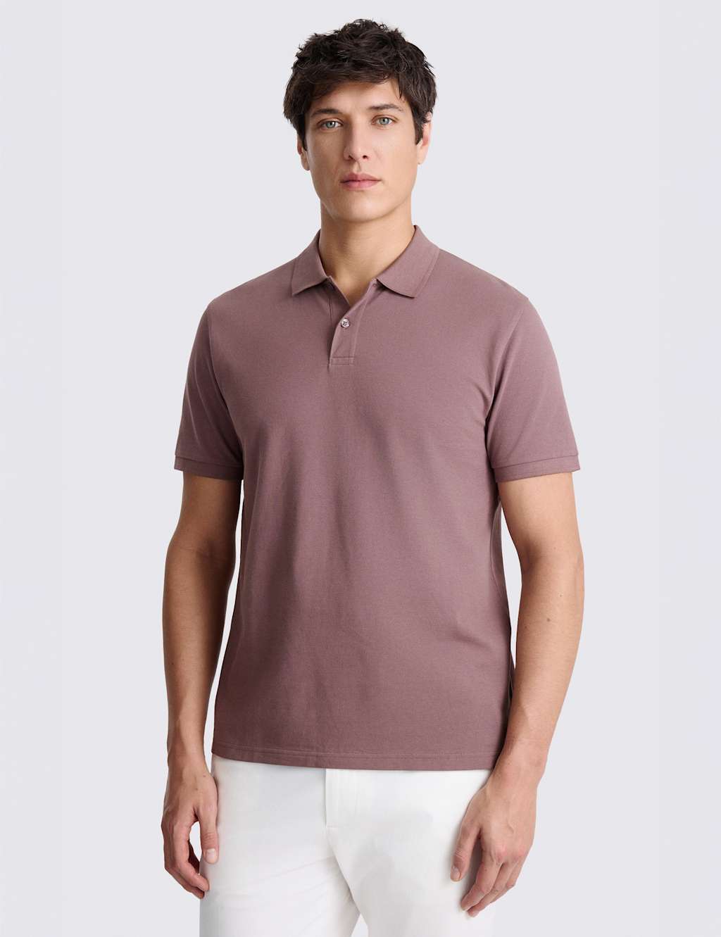 Moss Men's Cotton Rich Pique Polo Shirt - L - Mauve - Available at M&S