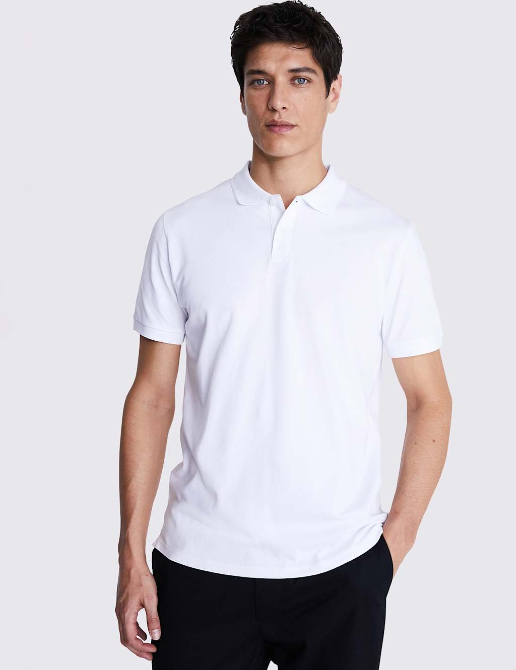 Moss Men's Cotton Rich Pique Polo Shirt - XS - White - Available at M&S