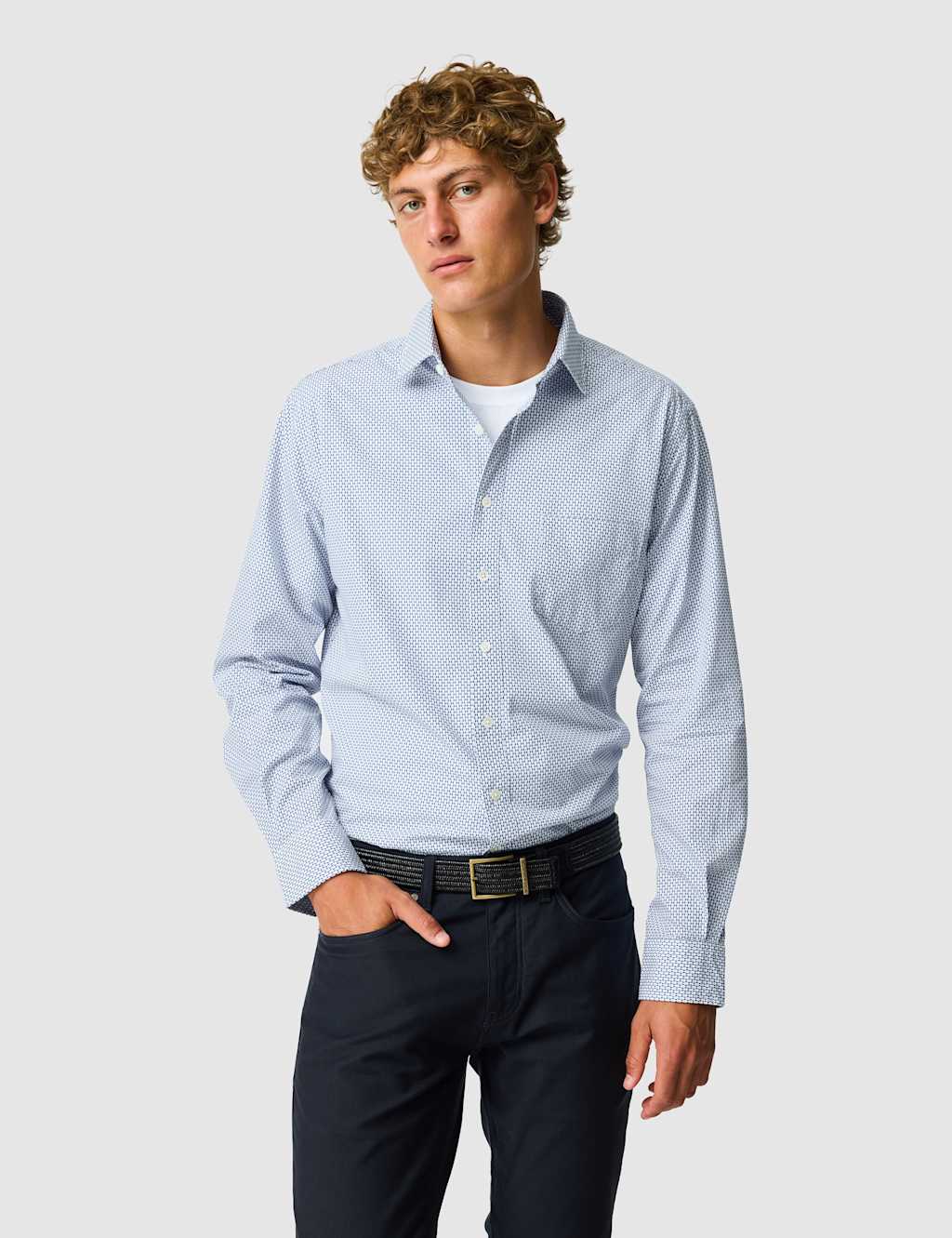 Rodd & Gunn Men's Regular Fit Pure Cotton Shirt - XL - Light Blue Mix - Available at M&S