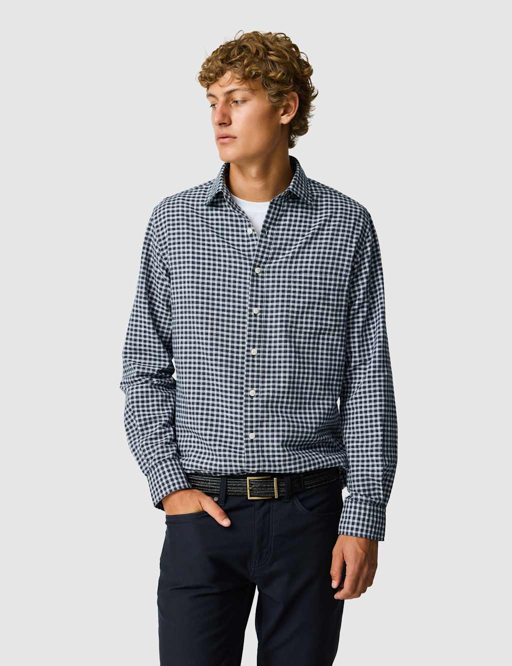 Rodd & Gunn Men's Slim Fit Cotton Linen Blend Oxford Shirt - S - Blue Mix - Available at M&S