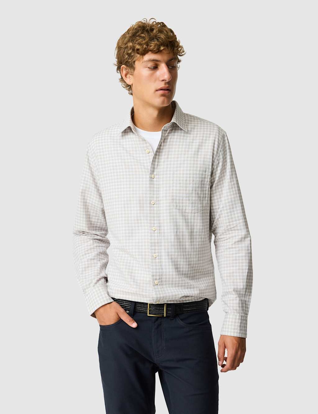 Rodd & Gunn Men's Slim Fit Cotton Linen Blend Oxford Shirt - L - Oatmeal - Available at M&S