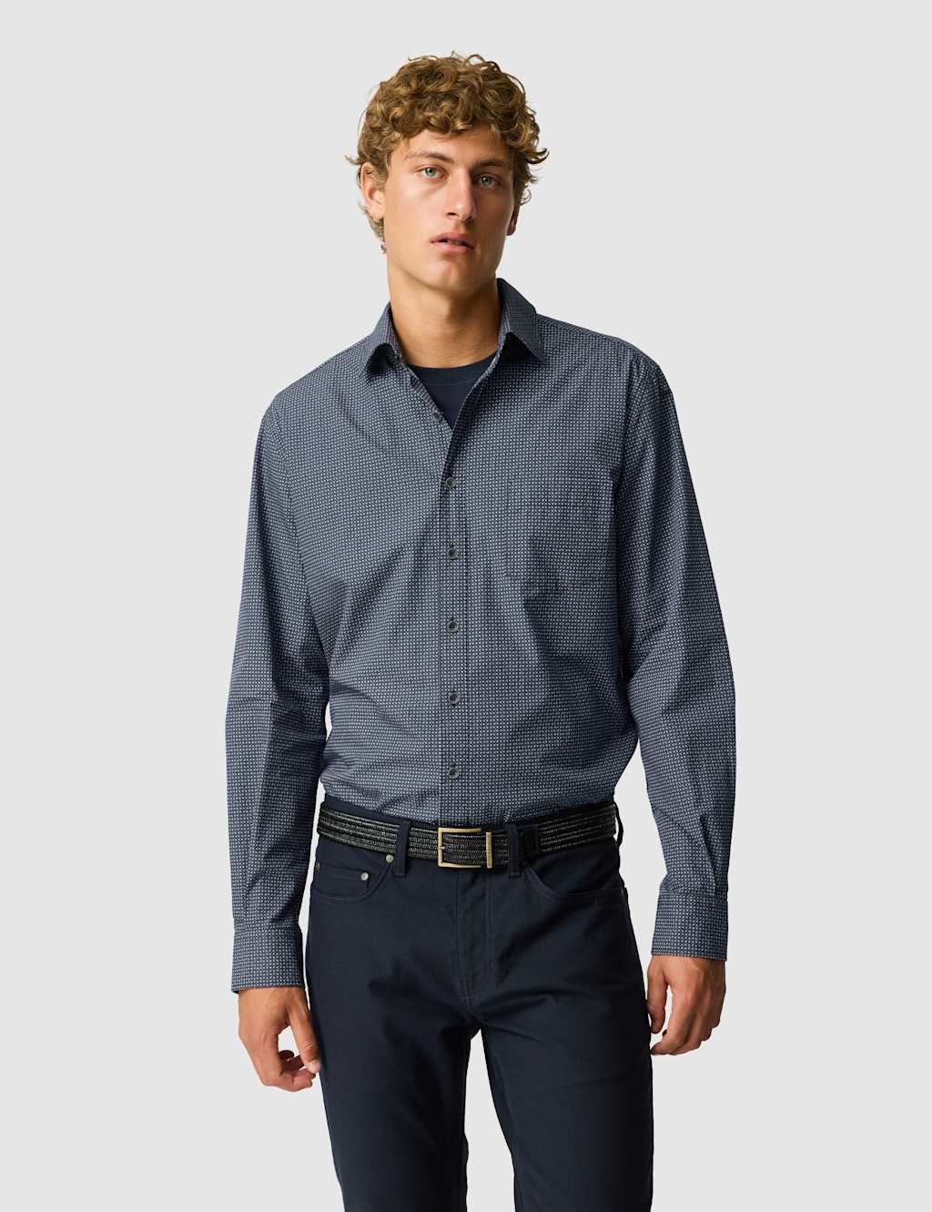 Rodd & Gunn Men's Regular Fit Pure Cotton Shirt - L - Blue Mix - Available at M&S