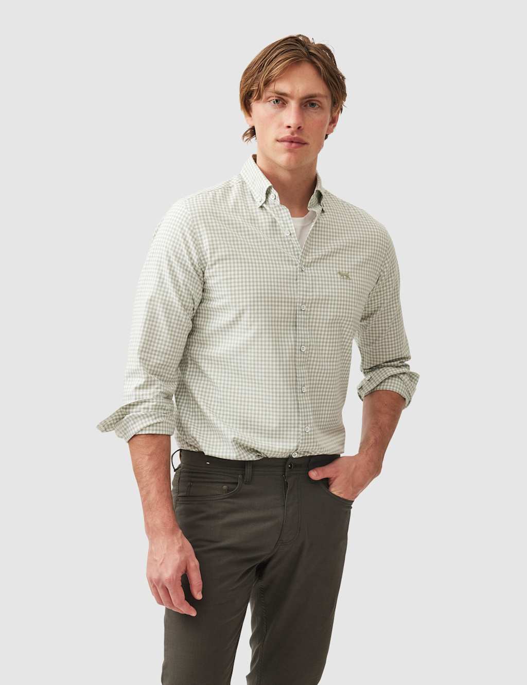 Rodd & Gunn Men's Oxford Baysure Pure Cotton Gingham Shirt - M - Green Mix - Available at M&S