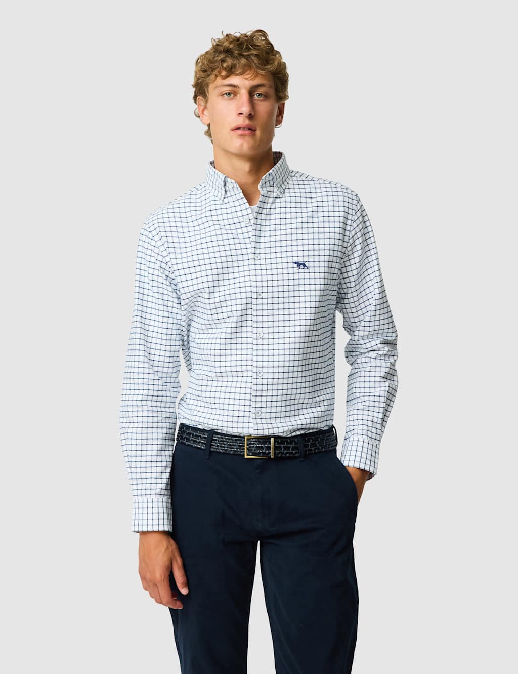 Rodd & Gunn Men's Slim Fit Pure Cotton Oxford Shirt - L - Medium Blue Mix - Available at M&S