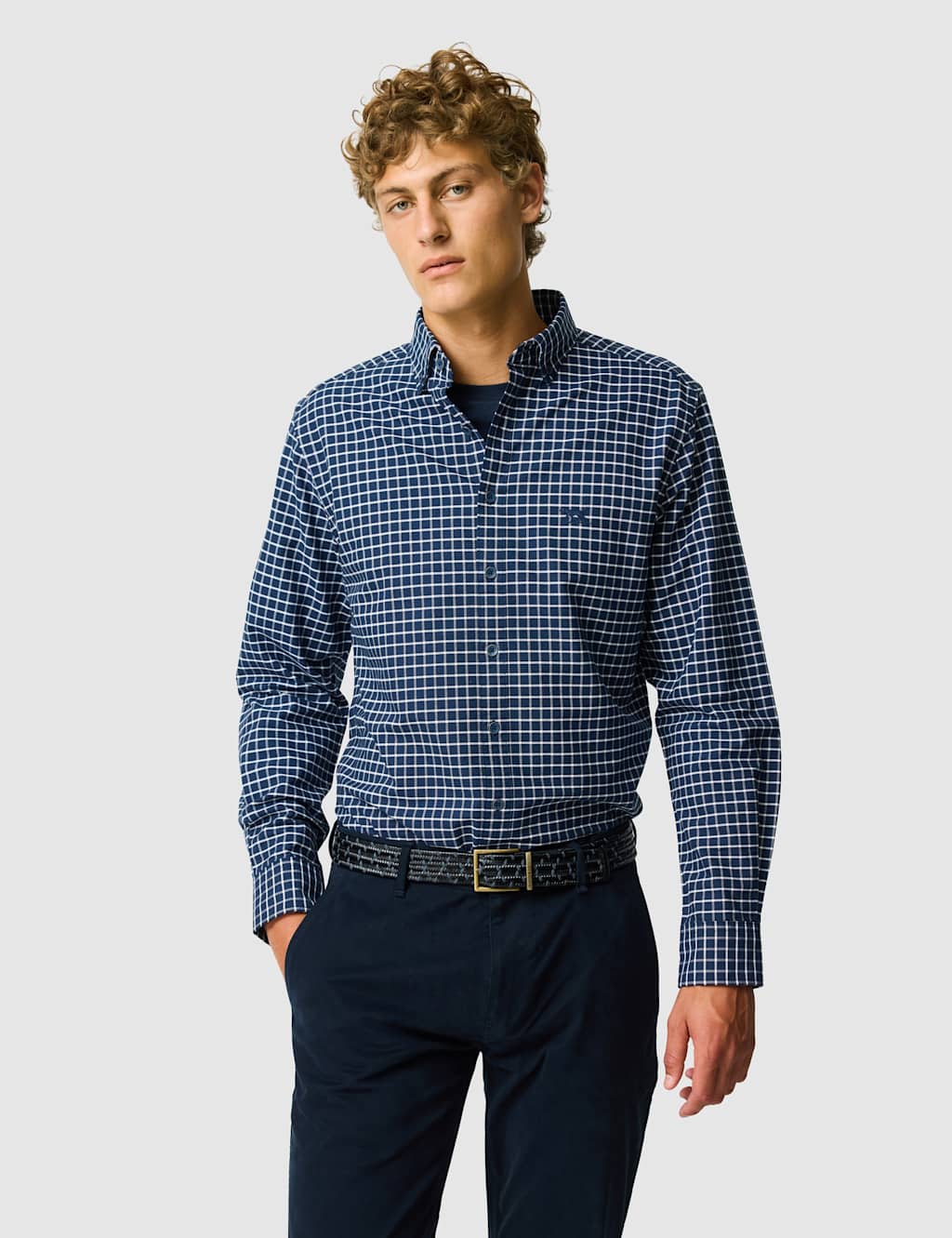 Rodd & Gunn Men's Slim Fit Pure Cotton Oxford Shirt - M - Dark Navy Mix - Available at M&S