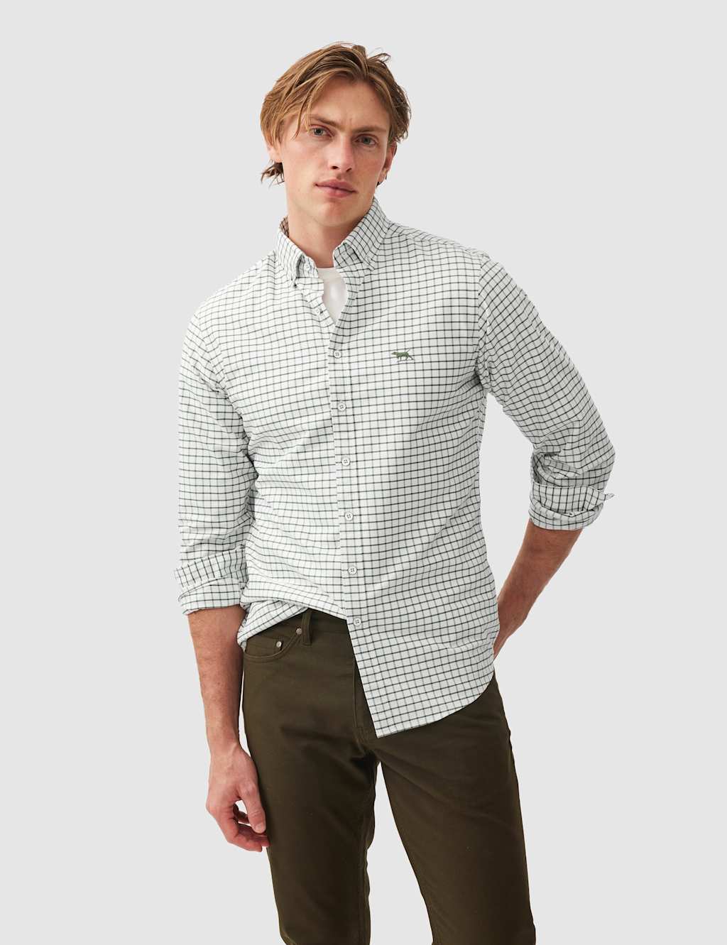 Rodd & Gunn Men's Slim Fit Pure Cotton Oxford Shirt - L - White Mix - Available at M&S