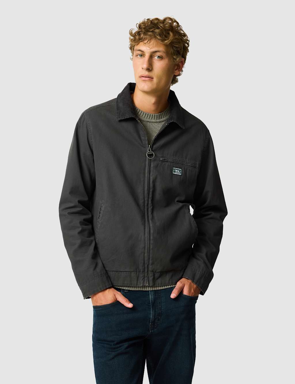Rodd & Gunn Men's Rutherglen Twill Harrington Jacket - L - Black/Grey - Available at M&S