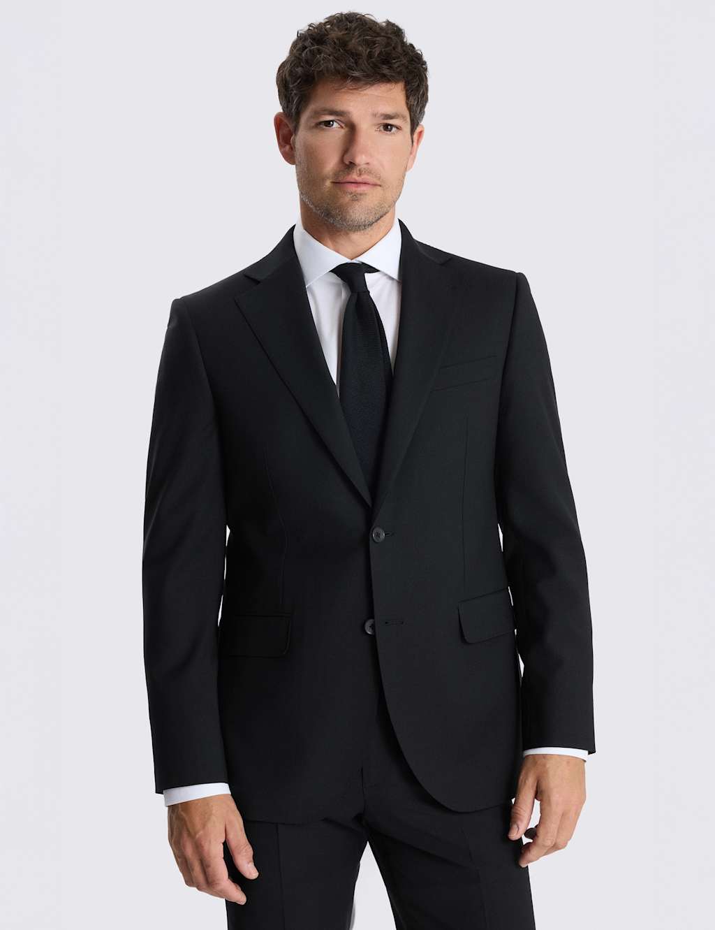 Moss Men's Tailored Fit Wool Rich Performance Suit Jacket - 48 - Black - Available at M&S