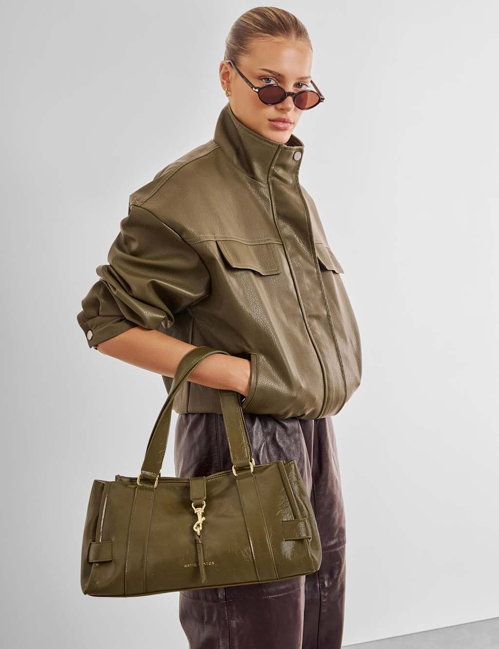 Katie Loxton Women's Faux Leather Shoulder Bag - Olive - Available at M&S