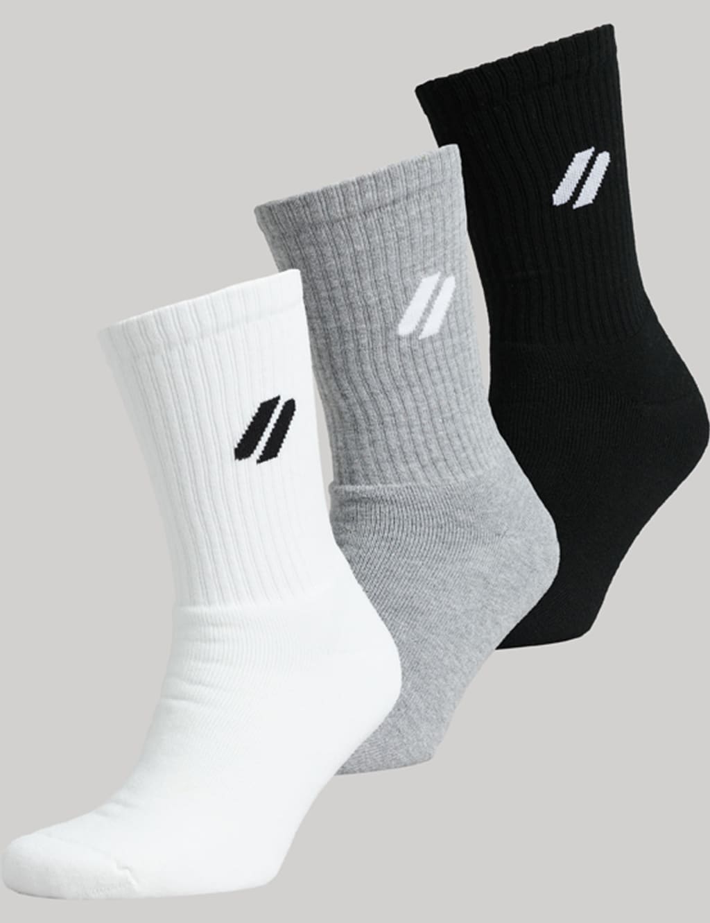 Superdry Men's 3pk Logo Embroidered Sports Socks - M-L - Multi, Multi,White