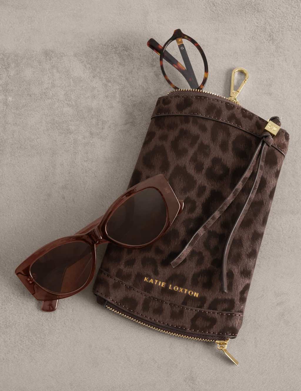 Katie Loxton Women's Animal Print Duo Sunglasses Case - Brown Mix - Available at M&S