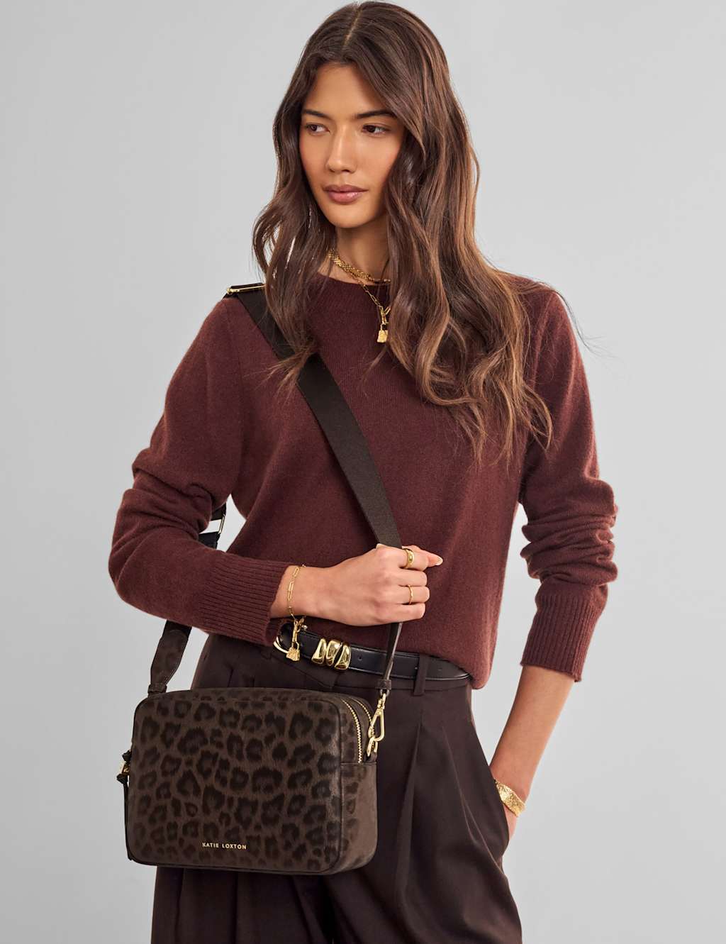 Katie Loxton Women's Animal Print Large Cross Body Bag - Brown Mix - Available at M&S