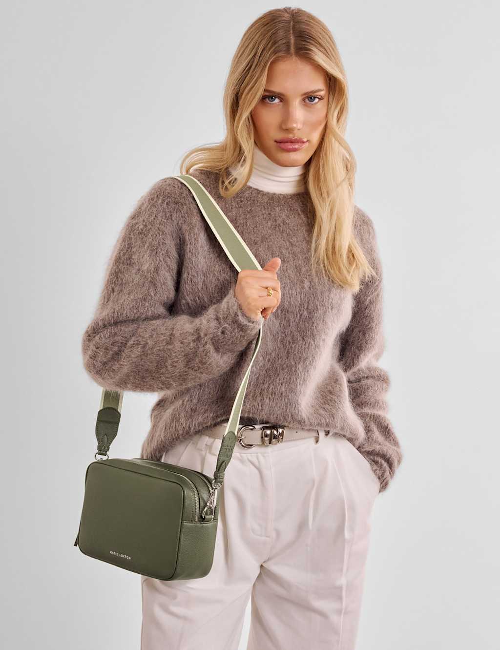 Katie Loxton Women's Faux Leather Cross Body Bag - Khaki - Available at M&S