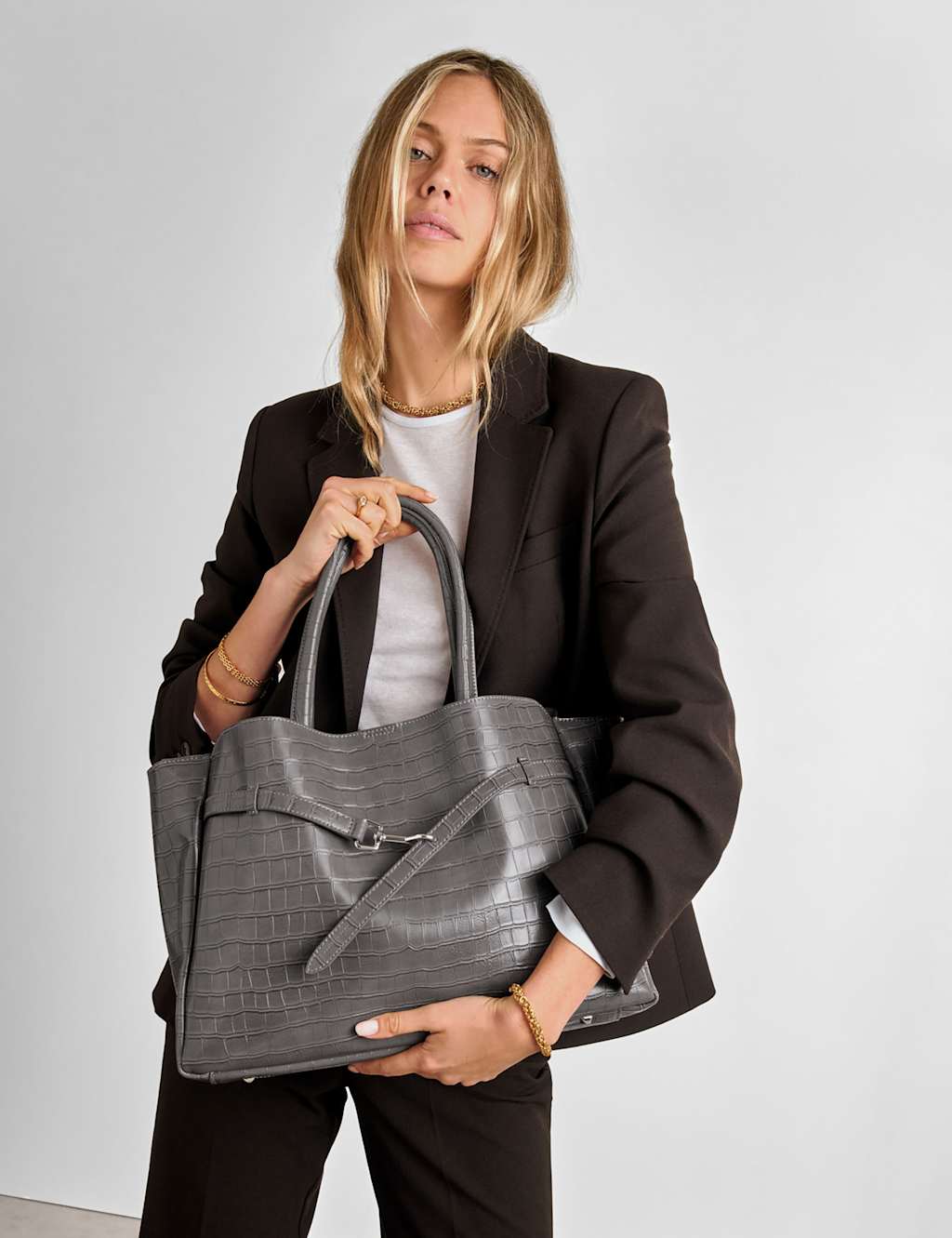 Katie Loxton Women's Faux Leather Tote Bag - Grey - Available at M&S