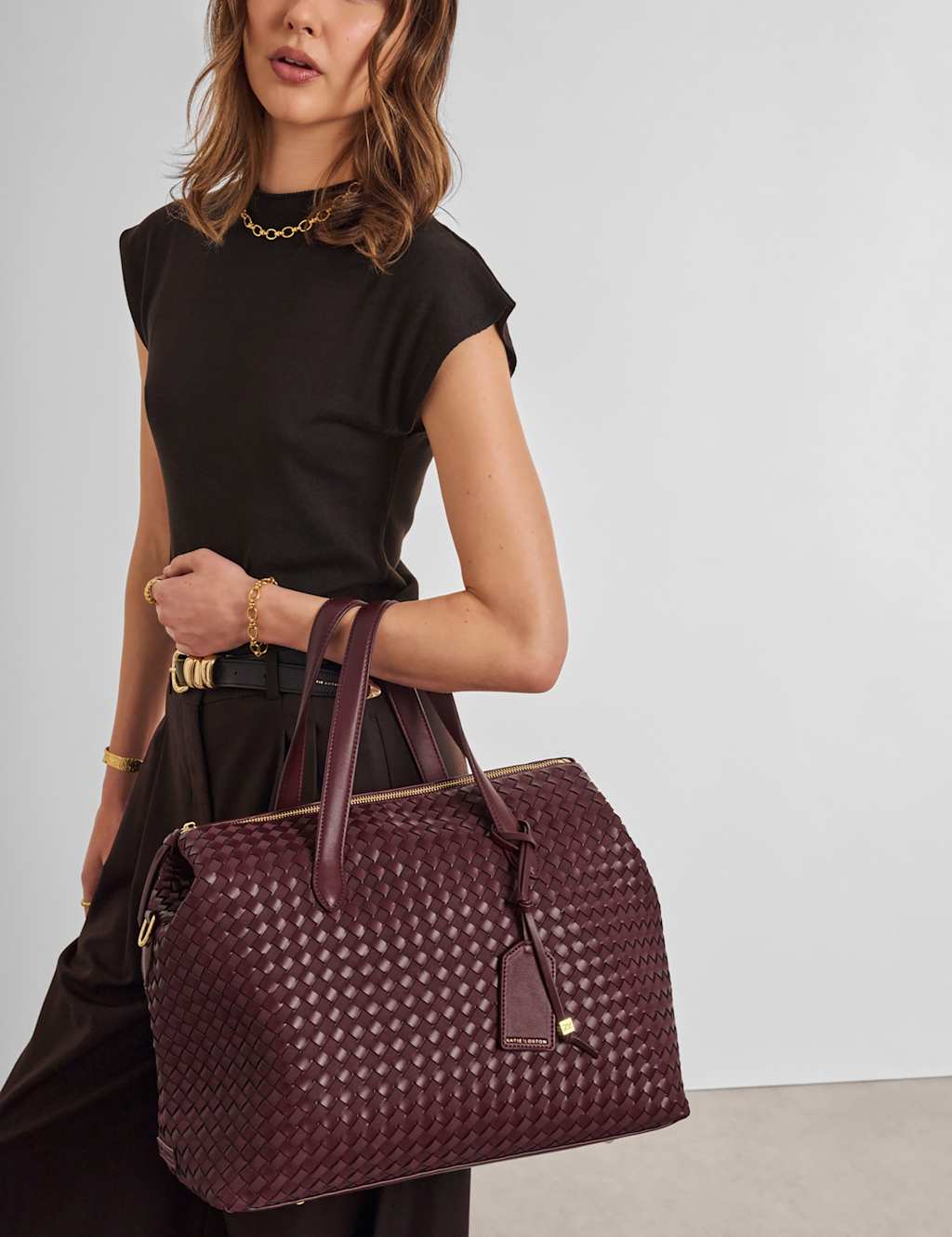 Katie Loxton Women's Faux Leather Woven Cabin Bag - Cherry Red - Available at M&S