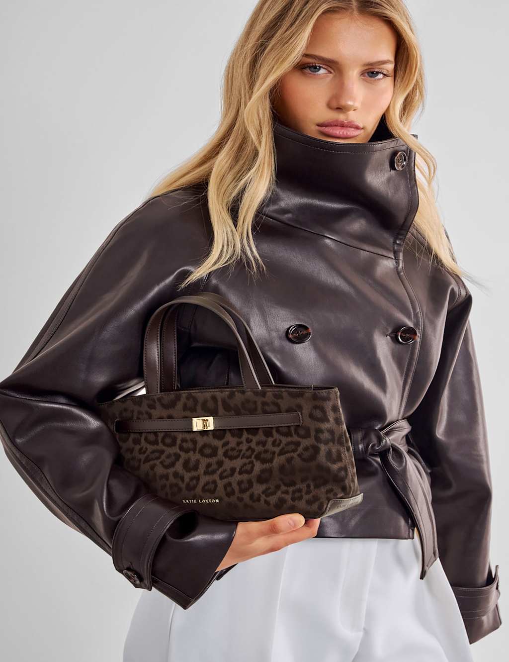 Katie Loxton Women's Faux Leather Animal Top Handle Cross Body Bag - Brown Mix - Available at M&S
