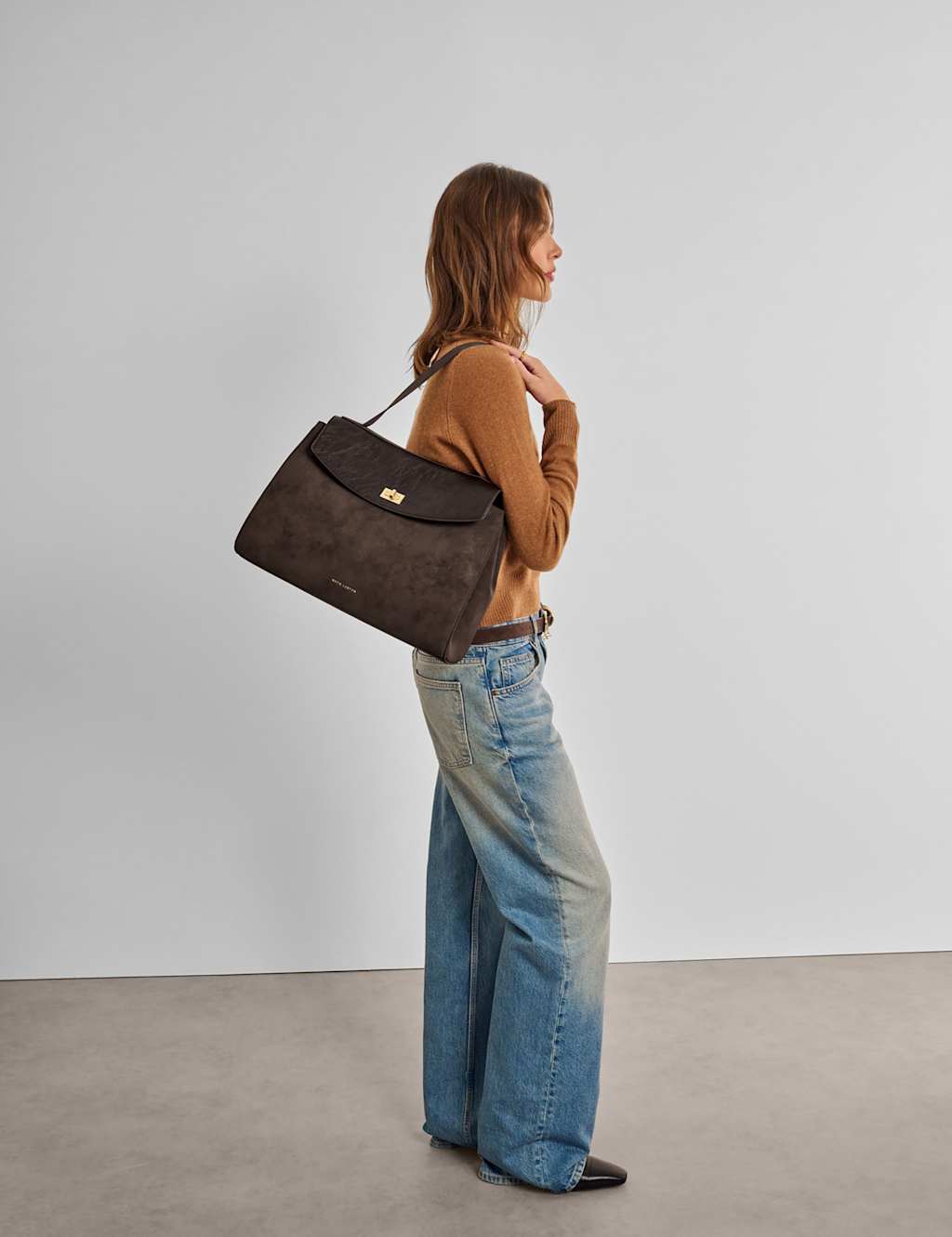 Katie Loxton Women's Faux Suede Shoulder Bag - Chocolate - Available at M&S