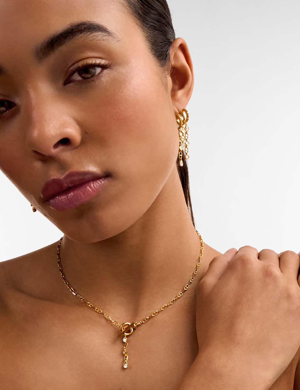 Katie Loxton Women's Gold Coated Link T-Bar Chain Necklace - Available at M&S